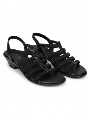 Munro American Madeline Black Strappy Elastic Gladiator Wedge Sandals Size 7